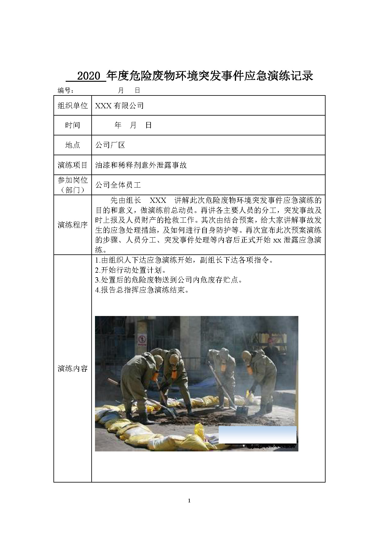 危废突发环境事故应急演练及记录