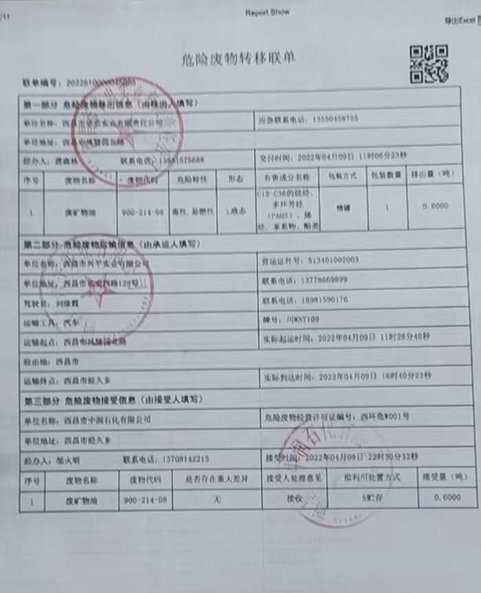 西昌市华忠实业有限责任公司危险废物信息公示