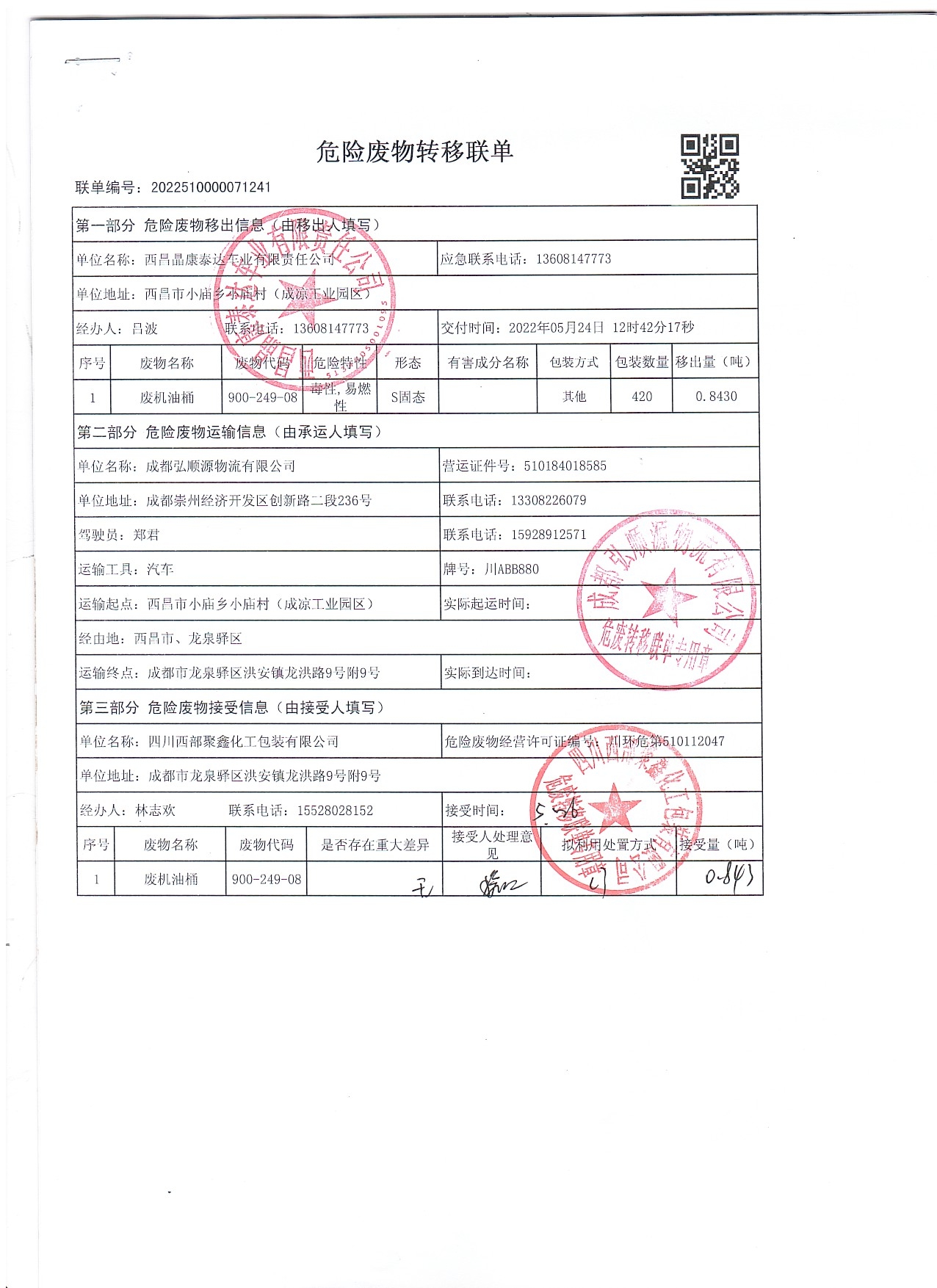 西昌晶康泰达车业有限责任公司危险废物信息公示