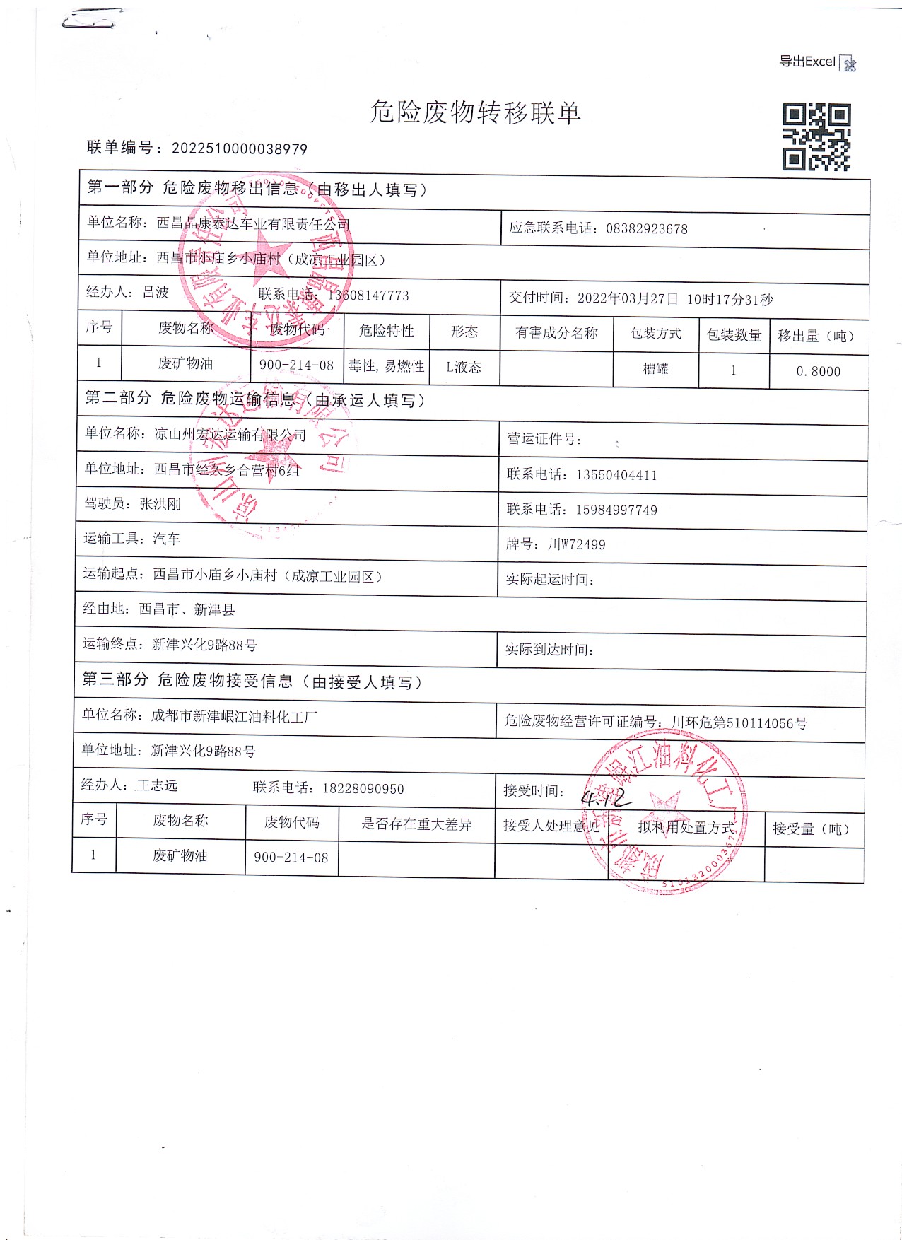 西昌晶康泰达车业有限责任公司危险废物信息公示