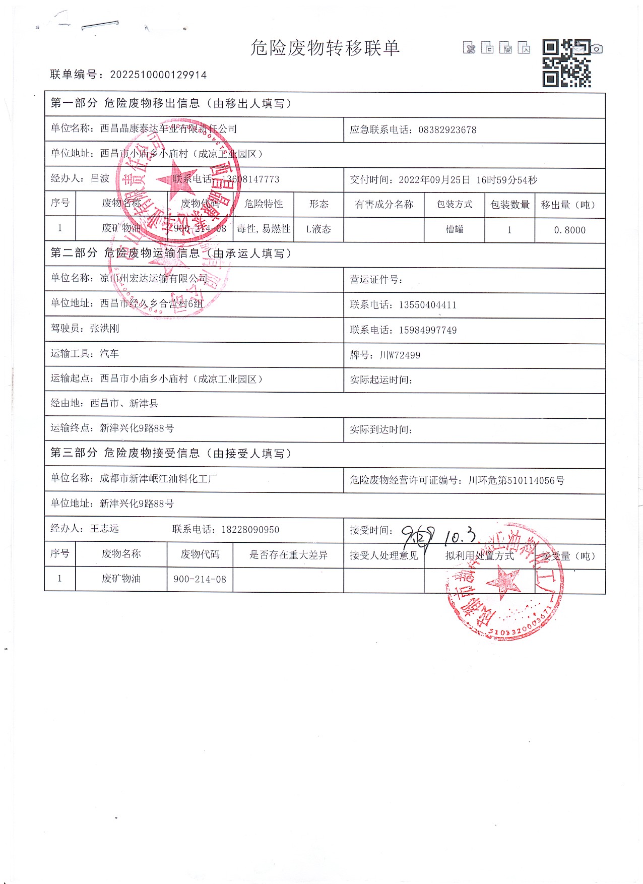 西昌晶康泰达车业有限责任公司危险废物信息公示